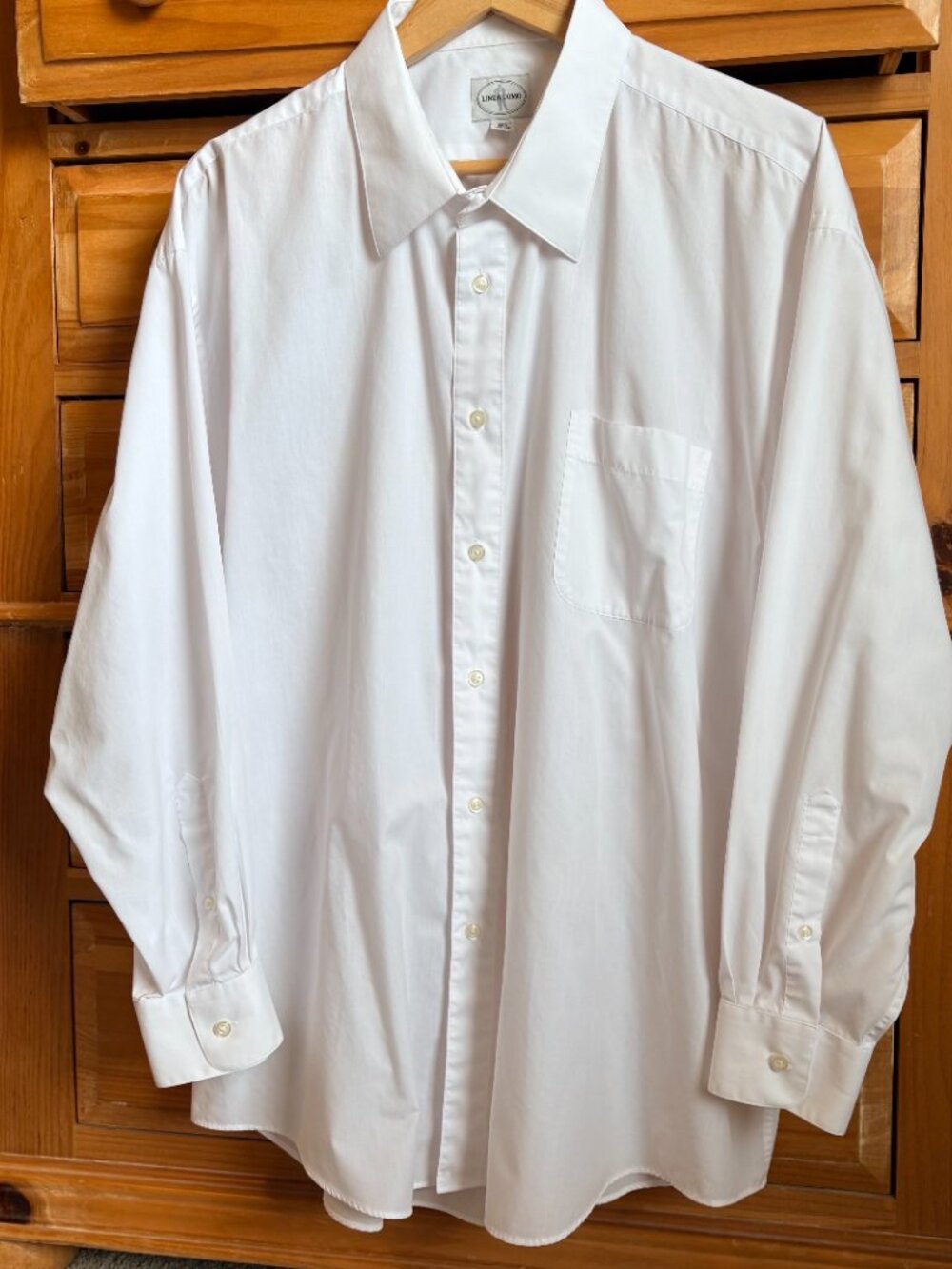 Line A Uomo White Long Sleeve Dress Shirt 18.5 34/35 Professional RN 99641 - Picture 2 of 6